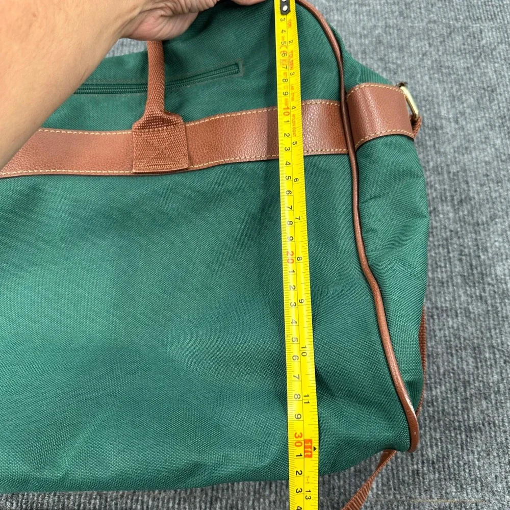 Ralph Lauren Weekender Duffle Bag Large Canvas Faux Leather Green Vintage Travel